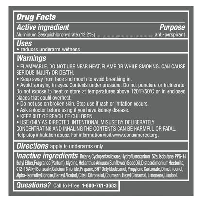 Stain Defense Long Lasting Men'S Antiperspirant Deodorant Dry Spray, Clean, 3.8 Oz